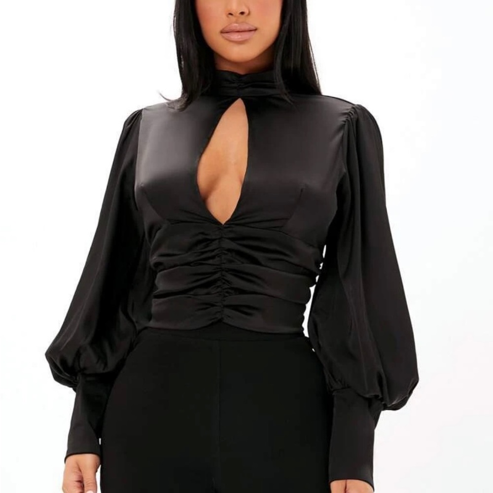 CBR satin keyhole backless top.